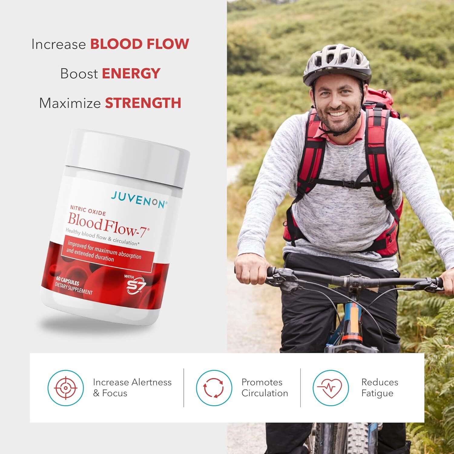 BloodFlow-7 Juvenon New & Improved Blood Circulation 60 Softgelsules fresh