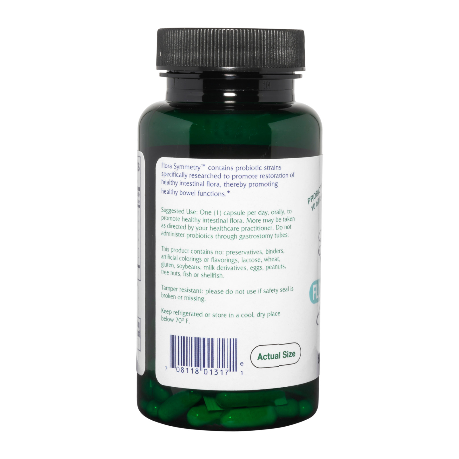 Vitanica, Flora Symmetry, Intestinal Probiotic Support, Vegetarian, 60 Capsules