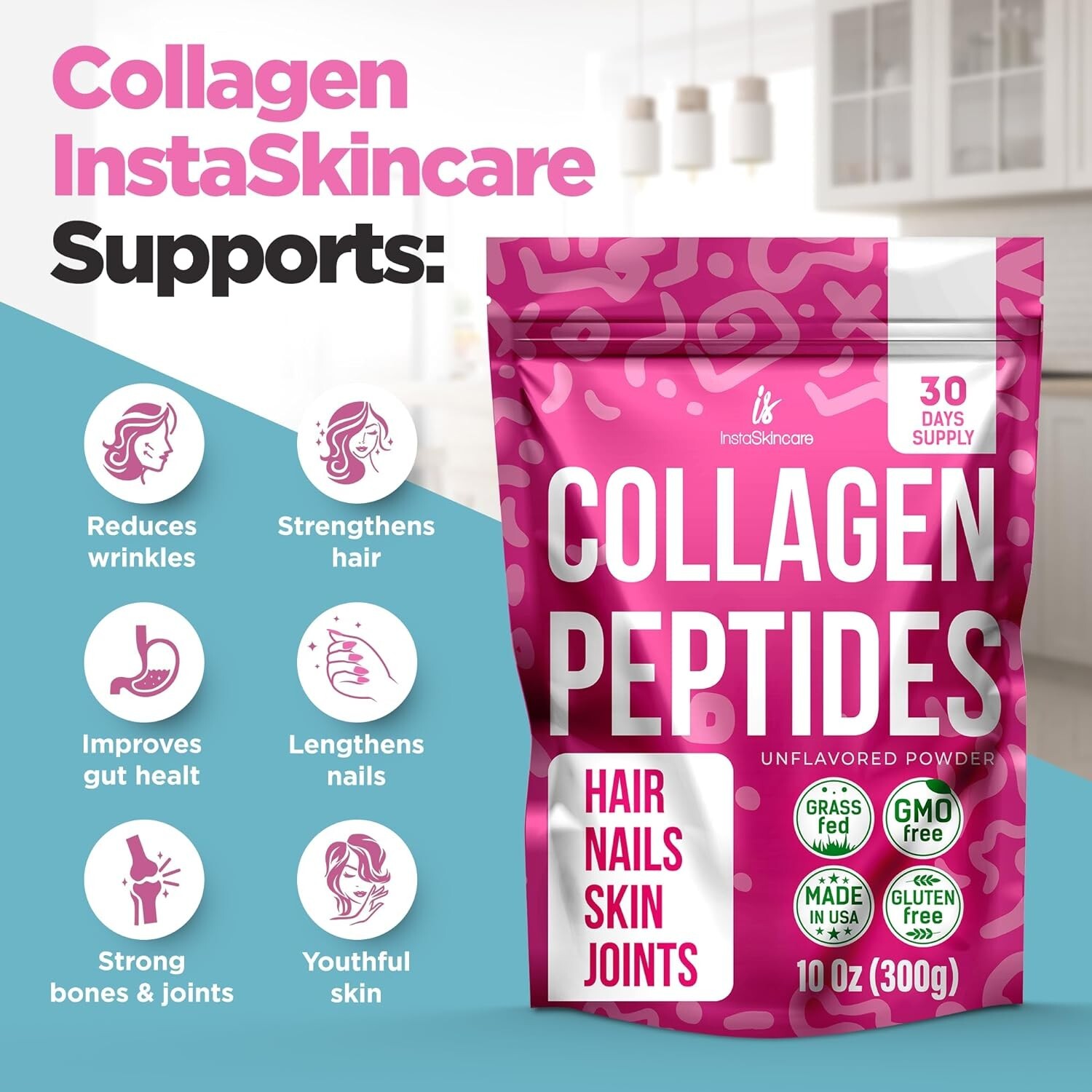 Collagen Peptides Powder for Women Hydrolyzed Collagen Protein Types I&III 10oz