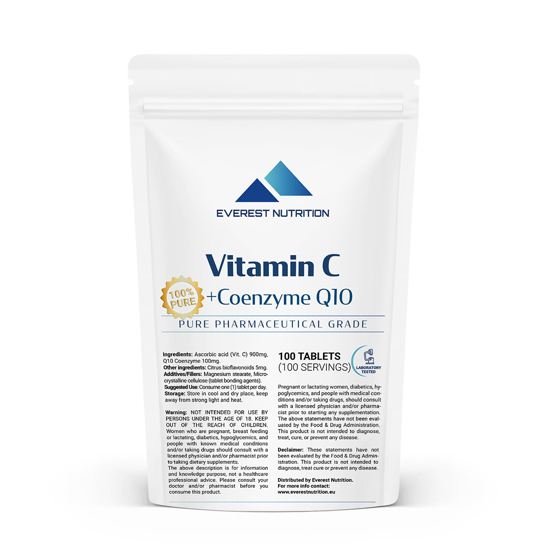 Vitamin C + CoQ10 1000mg Tablets – Antioxidant, Immune, Heart & Energy Support