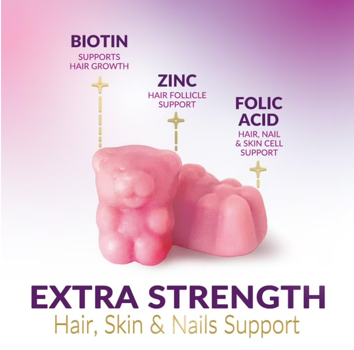 Hair Gummies 5000mcg Biotin Vitamins C & E for Healthy Hair, Skin, & Nails