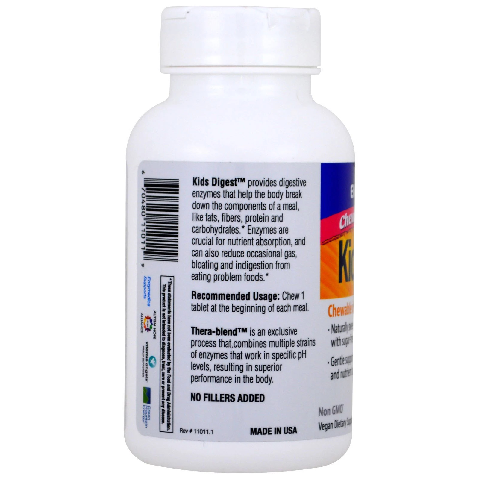 Kids Digest, Chewable Digestive Enzymes, Fruit Punch, 90 Chewable Tablets