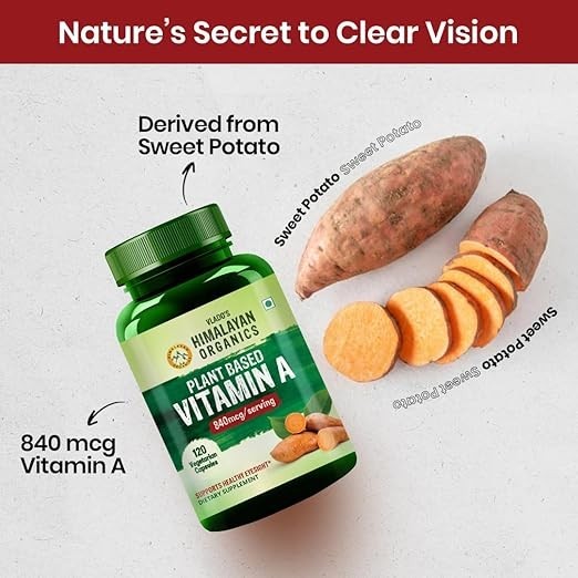 Himalayan Organics Plant-Based Vitamin A 840Mg Supplement | 120 Veg Capsule