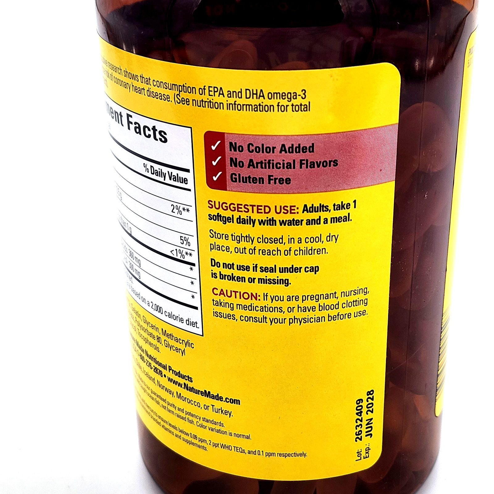 Nature Made Fish Oil 1,200 mg Burpless (240 Count) Exp 06/2028