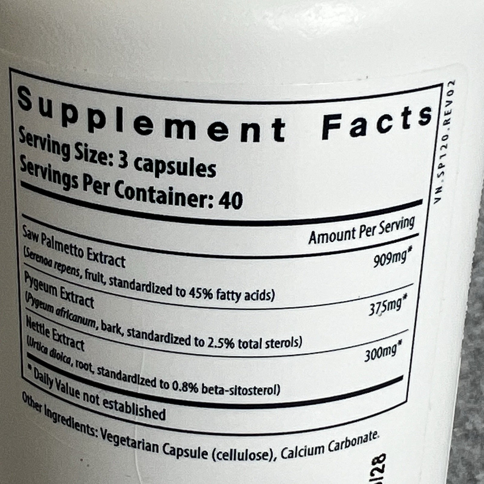 Vital Nutrients Saw Palmetto with Pygeum & Nettle Root Vegan 120 Capsules 9/28