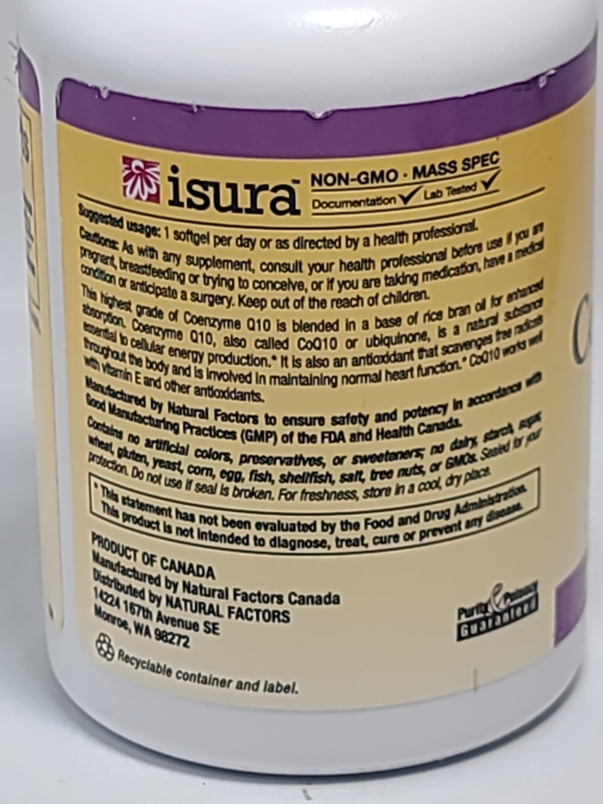 Natural Factors • Coenzyme Q10 200mg • 60 SOFTGELS • EXP : 07/2028