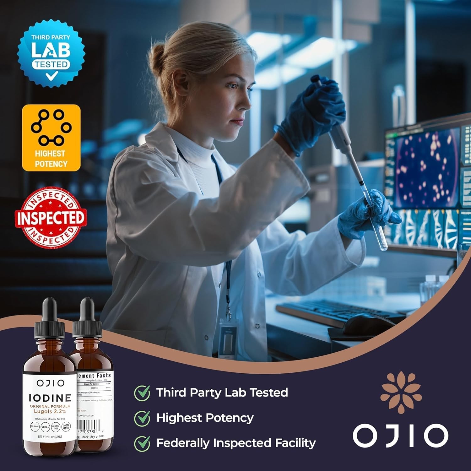 High Potency Lugols Iodine Drops 2 Ounce for Overall Health and Vitality
