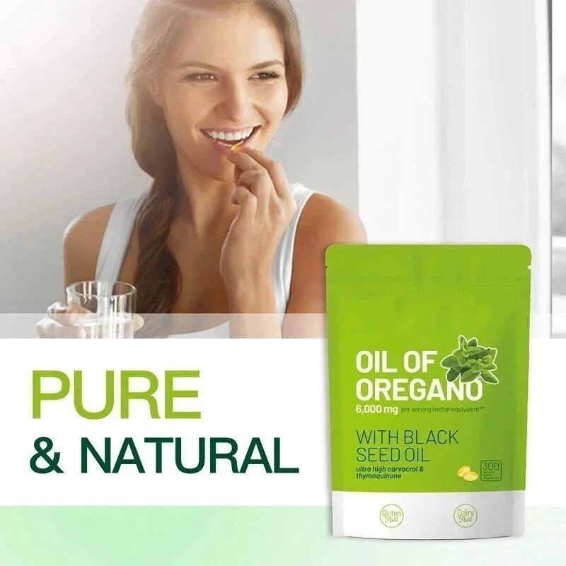 Oil of Oregano 300 Softgels with Black Seed Oil – 6000mg Oregano Oil NEW