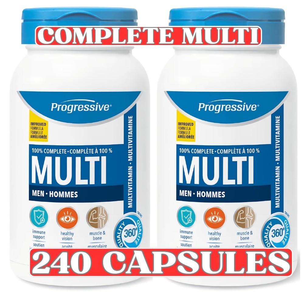 Progressive 100% Complete Multi Men’s 2-Pack 240 Capsules Bundle