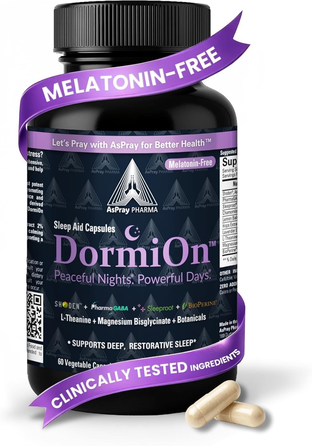 DormiOn™ Sleep + Restore + Stress Supplement – Melatonin-Free Non-Habit – 60ct.
