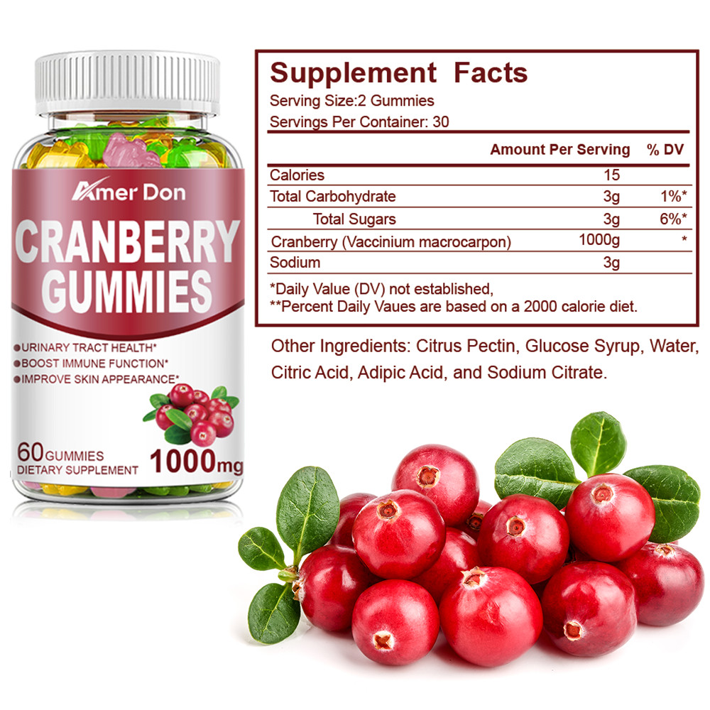 Cranberry Gummies Urinary Tract – UTI Cystitis, Supports System & Immune Health
