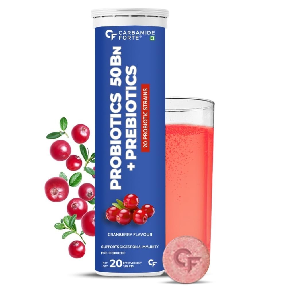 Carbamide Forte Probiotics Supplement Gut Health 20 Effervescent Tablets, 100gm