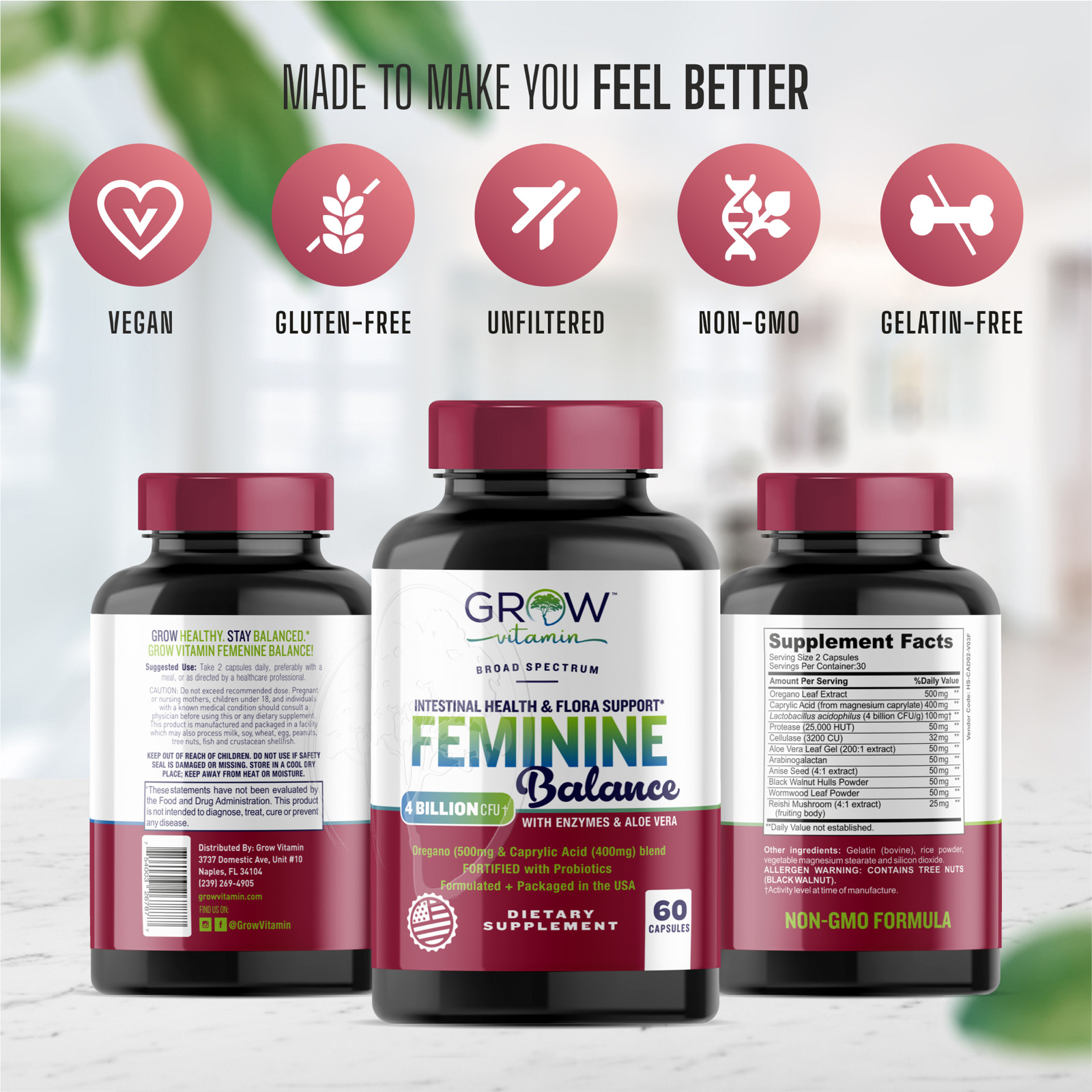 CANDIDA SUPPORT – FAST ACTING Digestive Intestinal Health YEAST CONTROL
