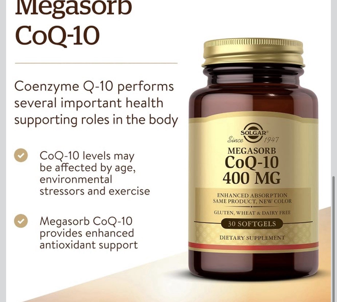 Megasorb CoQ-10 by Solgar, 60 Softgels 400 mg EXP: 12/2028