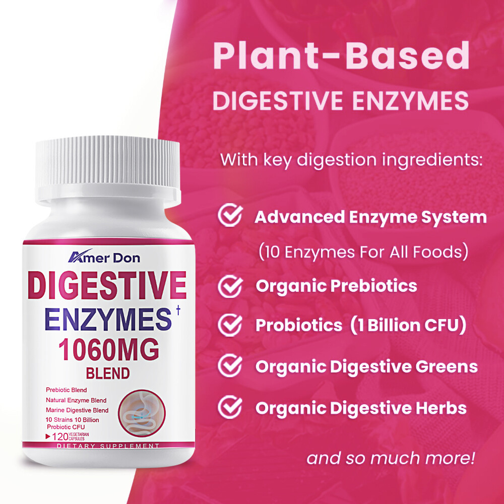Digestive Enzymes Prebiotic & Probiotics Gas, Constipation & Bloating Relief 120