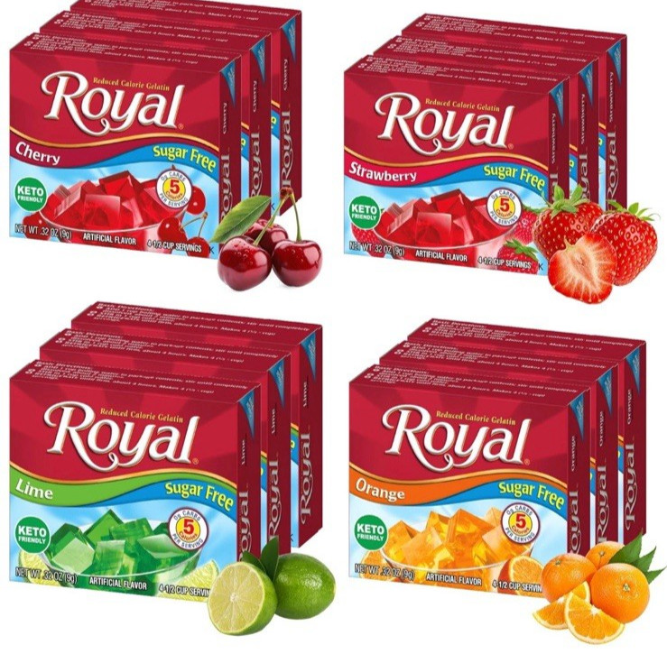 Royal Gelatin Sugar Free Variety Pack of 12-3 Boxes Each Flavor