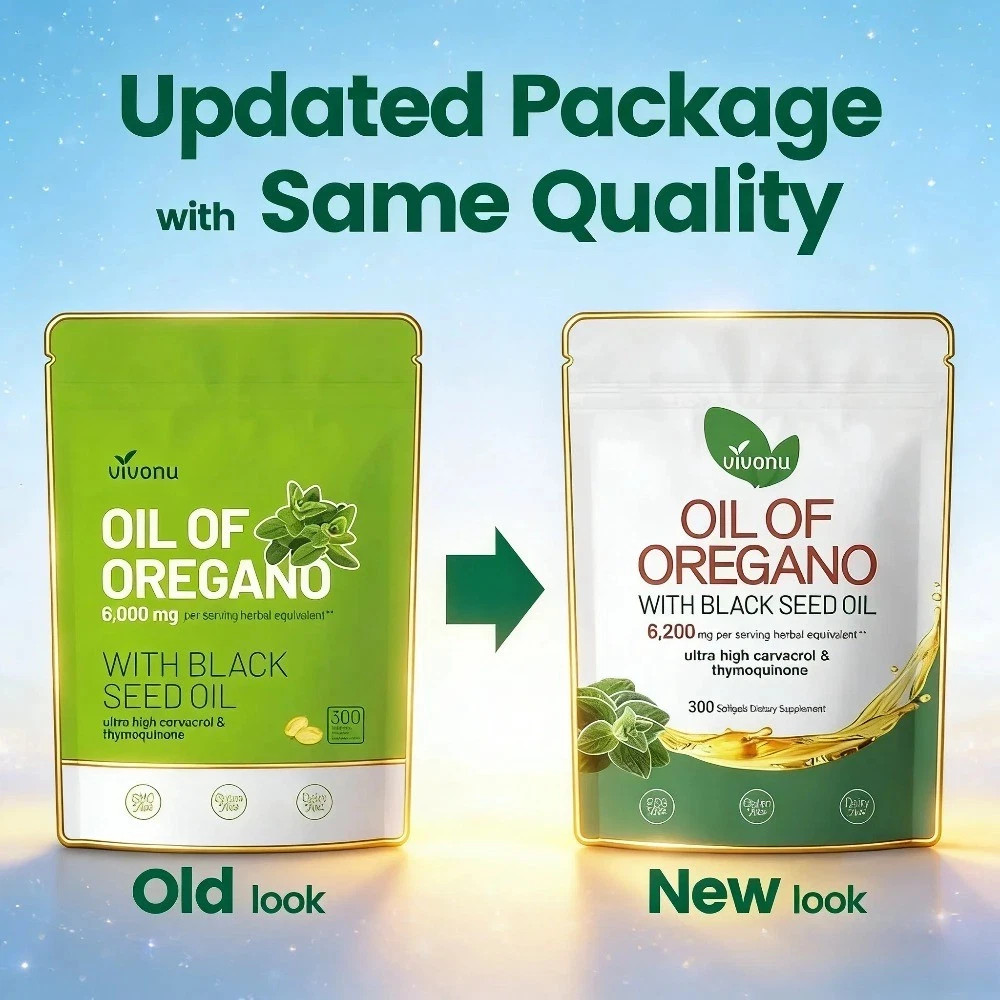 VivoNu 6200mg Oil of Oregano Capsules | 2-in-1 with Black Seed Oil