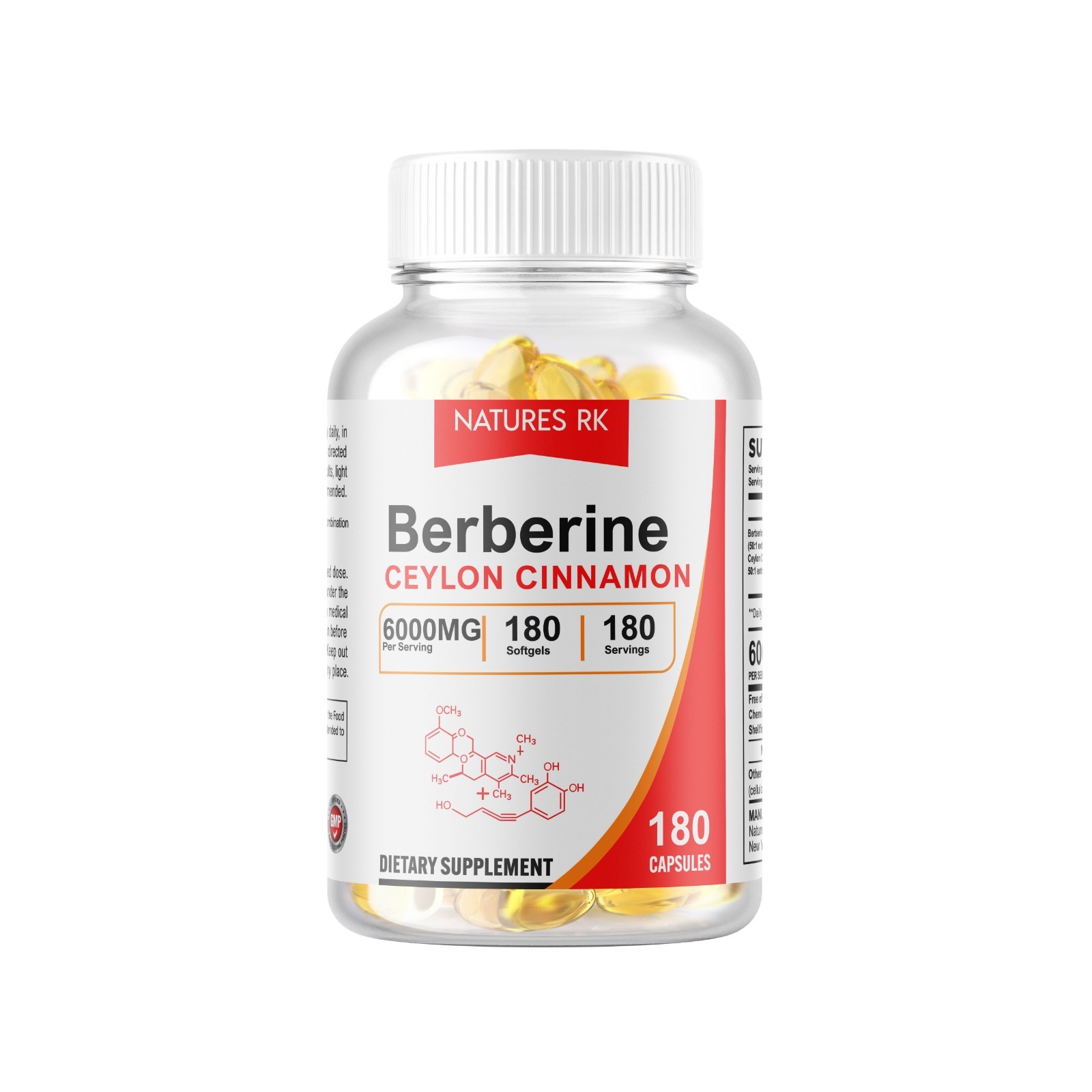 540 Berberine with Ceylon Cinnamon 5000mg Softgels 3 bottles 180 each