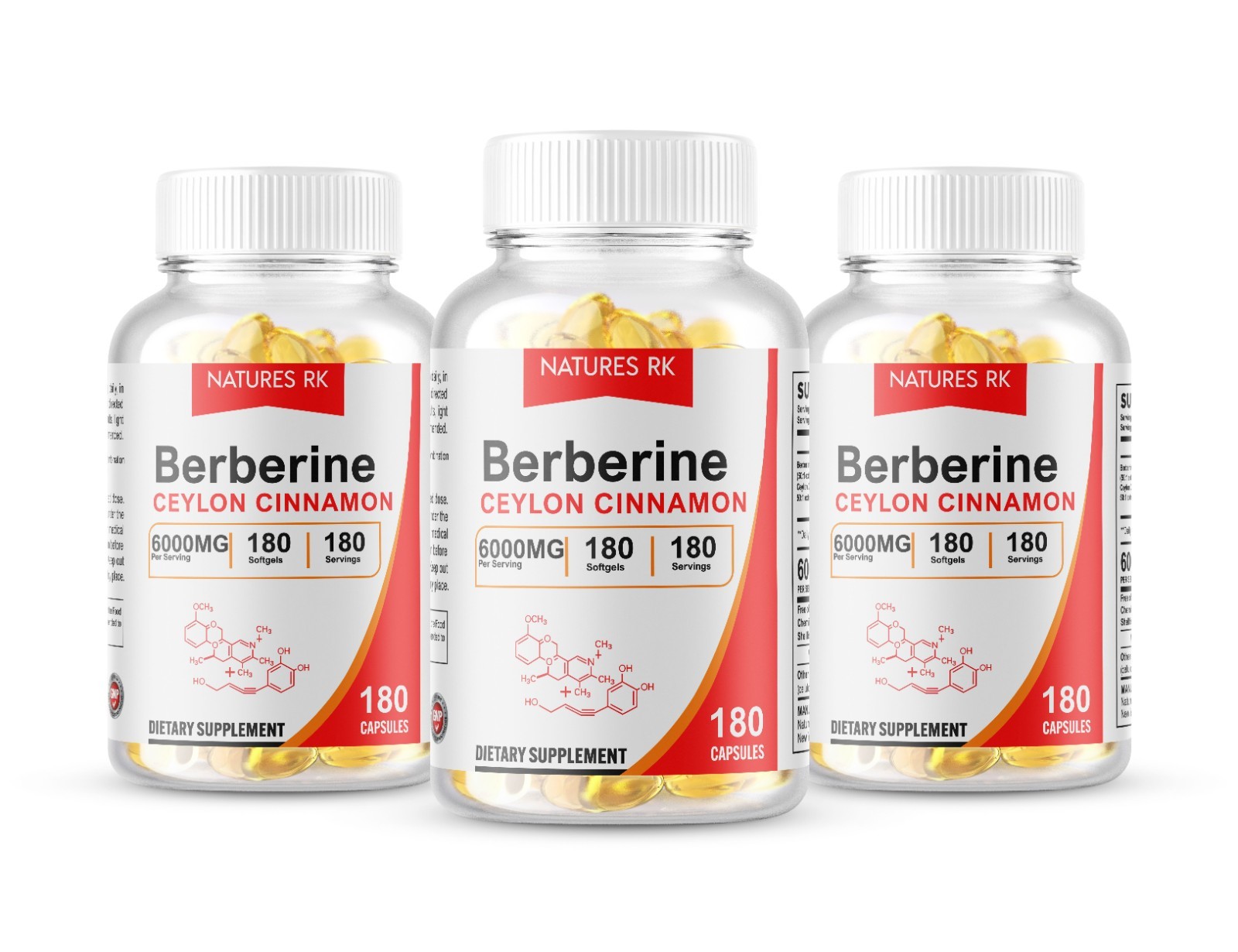 540 Berberine with Ceylon Cinnamon 5000mg Softgels 3 bottles 180 each