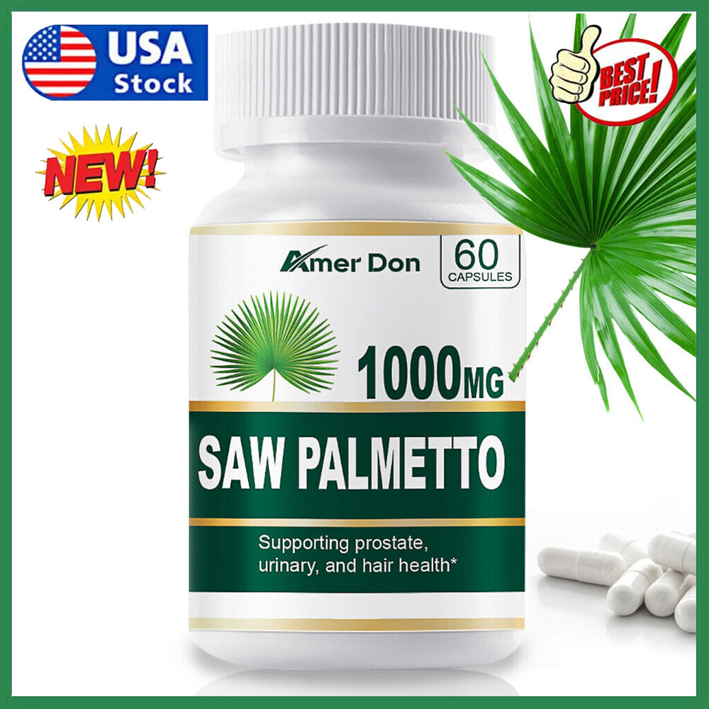 Saw Palmetto 1000mg Capsules Prostate UTI Urinary Tract Hair Loss US STOCK
