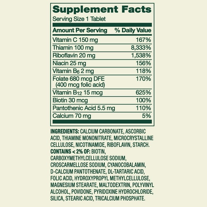 Spring Valley Super Vitamin B-Complex Tablets, Metabolism Support, 100 Count