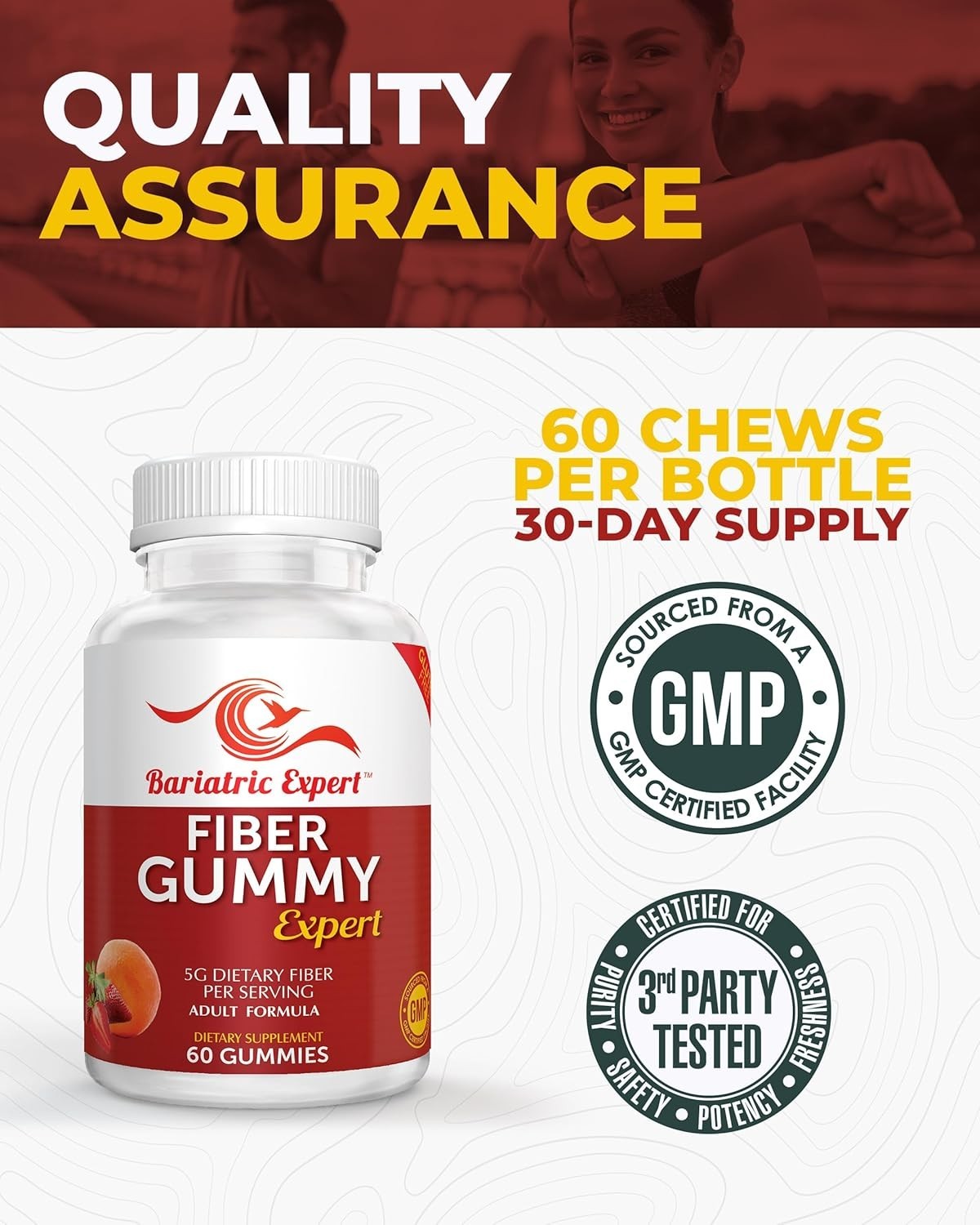 Bariatric Expert Fiber Vitamin Fast-Melting Dietary Supplement 60 Count