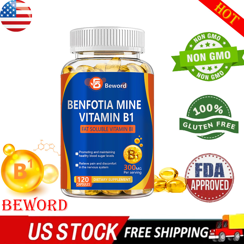 Benfotiamine 300mg 120Caps Vitamin B1 Benfotiamine Thiamine Fat-Soluble
