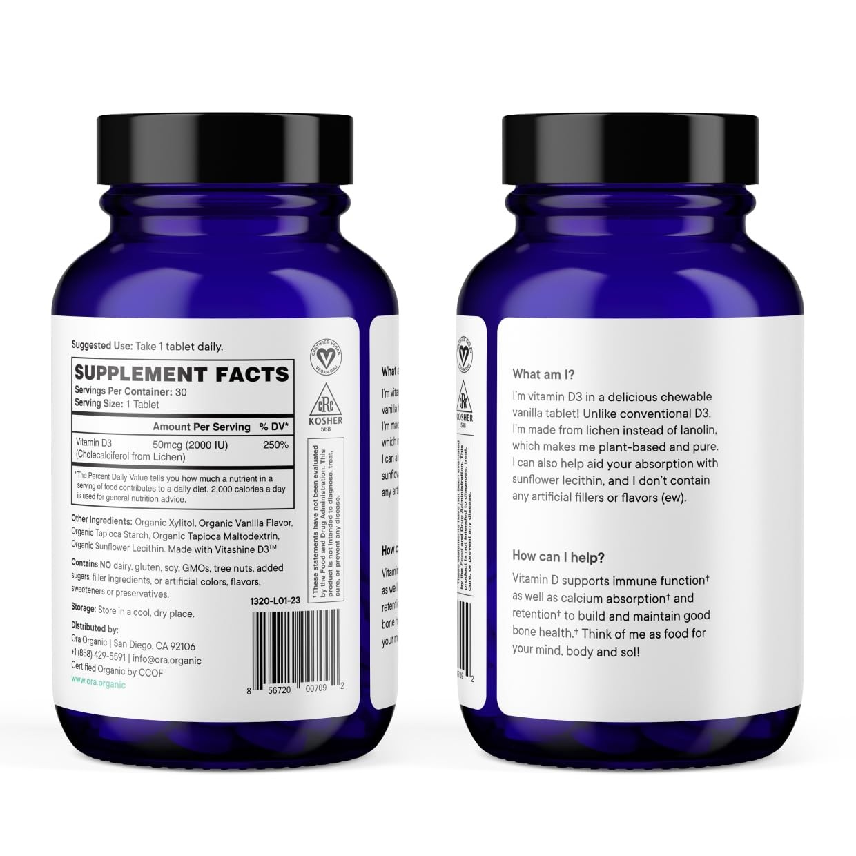 Ora Organic Vitamin D3 2000IU – Vegan Vitamin D Chewables from Lichen for Bon…
