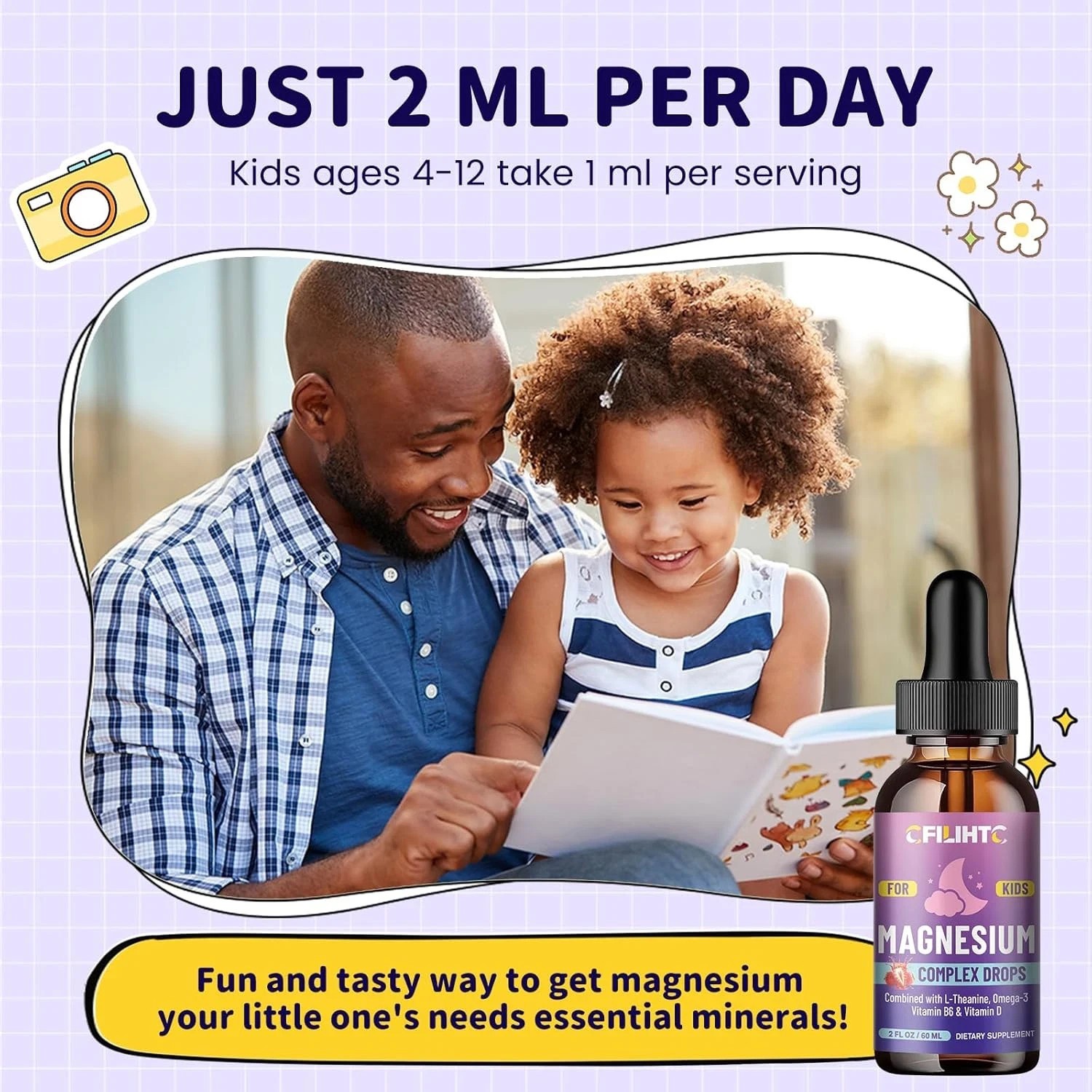 Kids Magnesium Liquid Drops Magnesium Glycinate Liquid for Kids Sleep Supplement