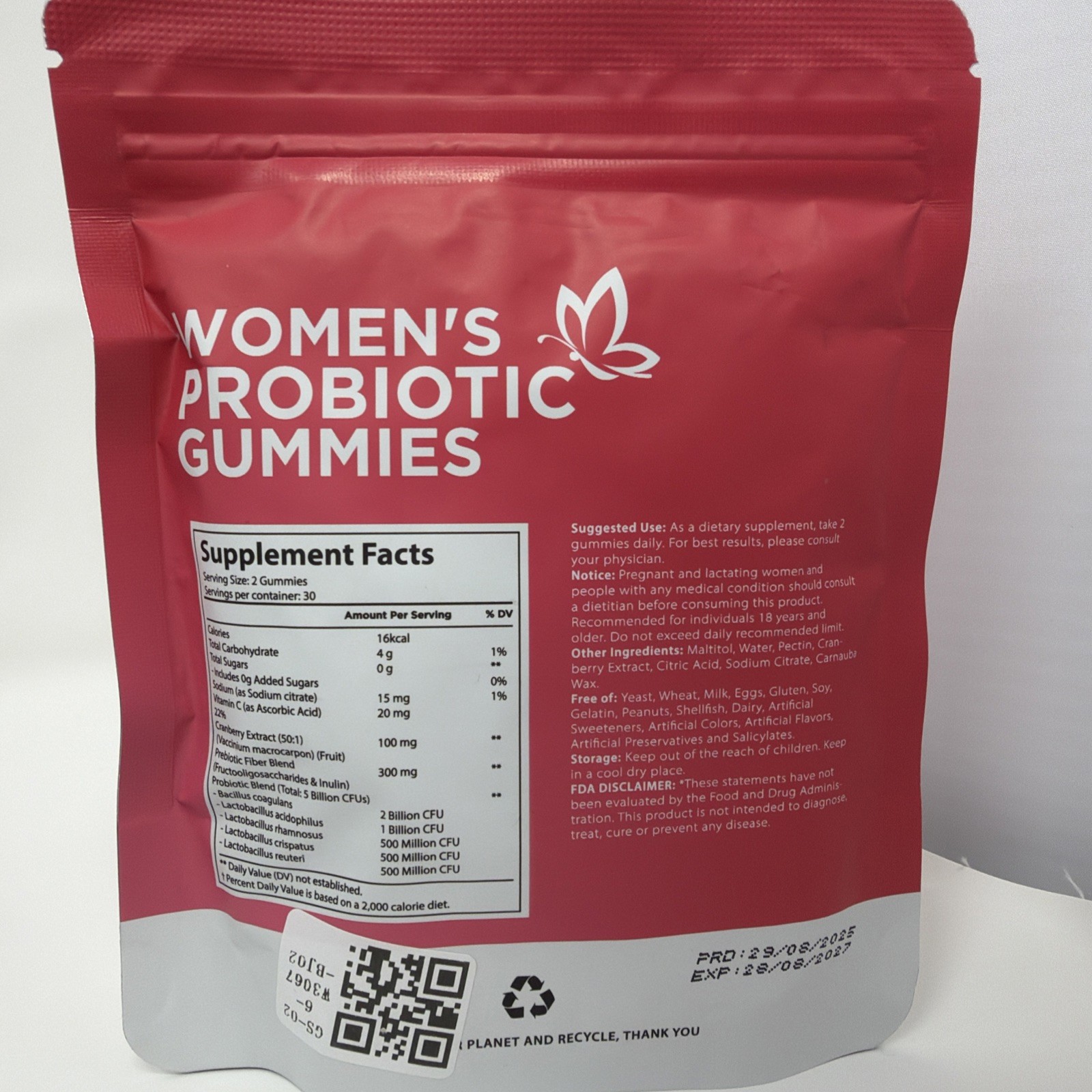 Vaginal Probiotics for Women, Feminine Balance pH Gummies 60ct/1bag