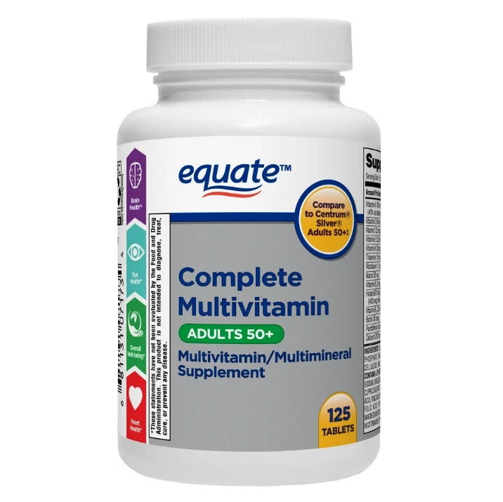 Equate Complete Multivitamin/Multimineral Supplement Tablets, Adults 50+, 125 CT