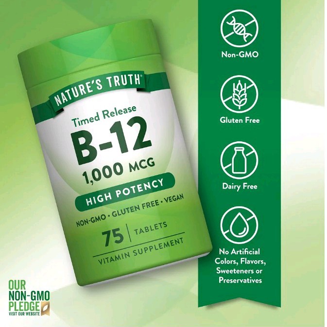 Nature’s Truth Timed Release Vitamin B-12 1,000mcg Tablets Non-GMO 75