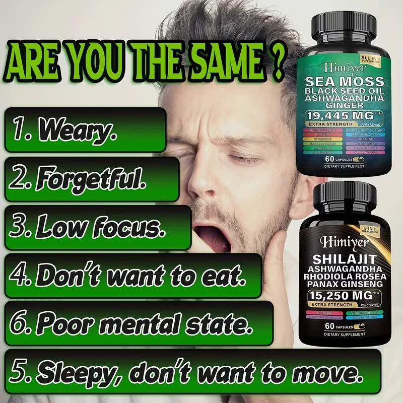 Sea Moss and Shilajit Bundle, Sea Moss 19,445mg, Black Seed Oil 15,250mg Ash