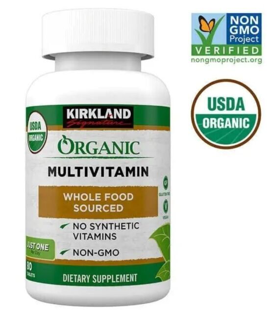 Kirkland Signature Organic Multivitamin Whole Food Source (Pack of 80 Tablets)
