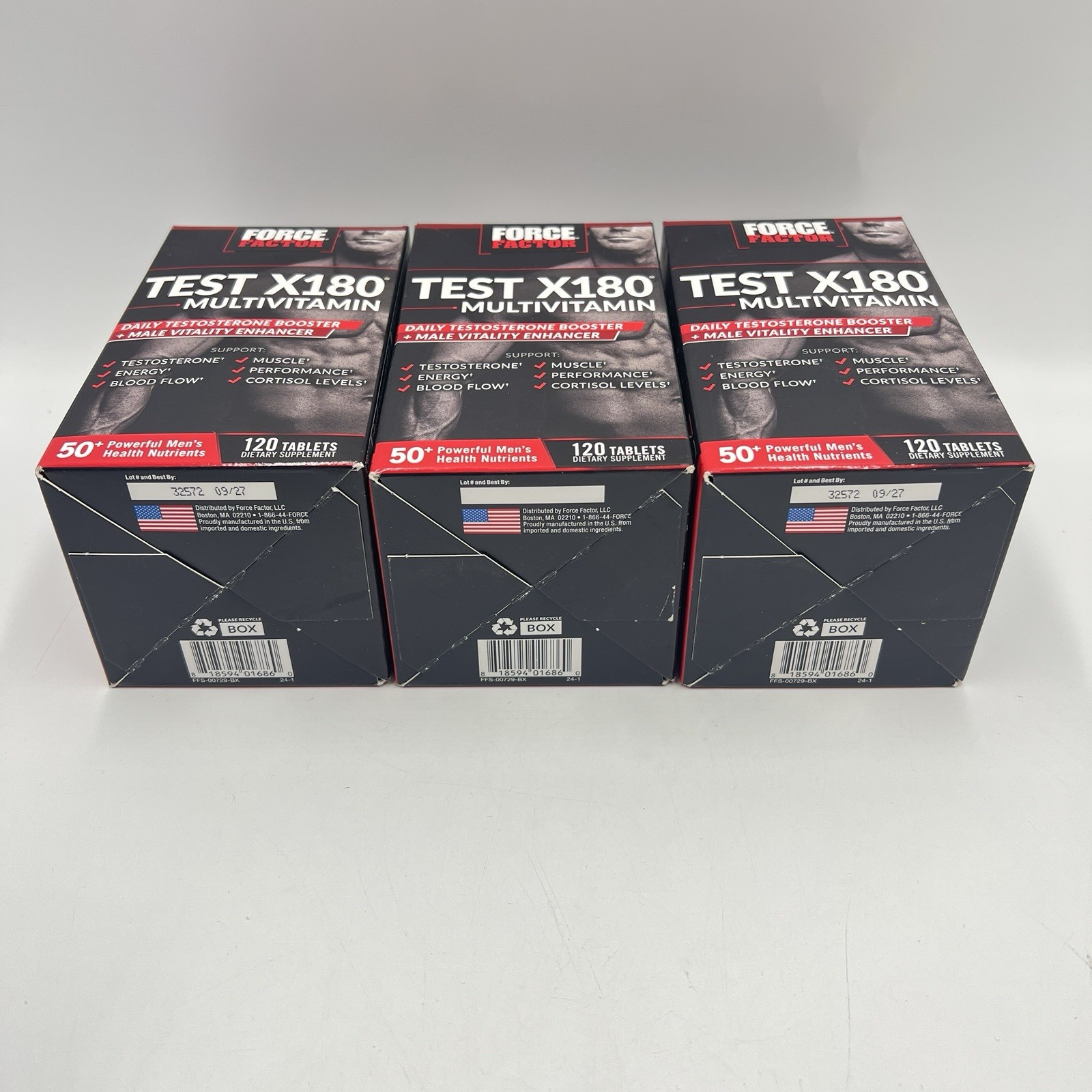 Force Factor Test X180 Multivitamin 120 Tablets 3 Boxes (360 Total) New 09/2027