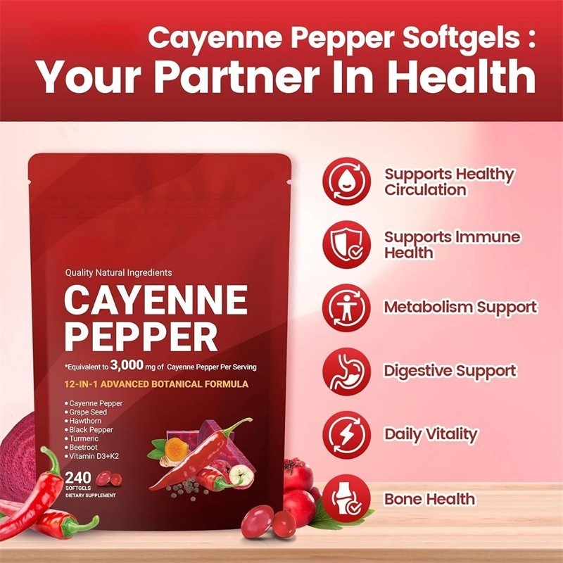 Softgels Cayenne Pepper Supports Softge Vein, 240 Leg /1 Bag Supplement