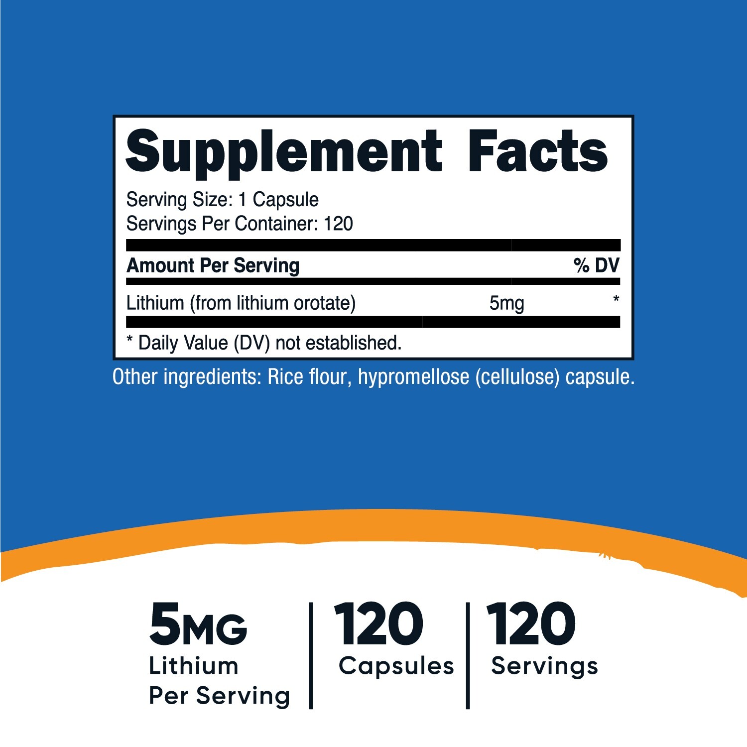 Nutricost Lithium Orotate 5mg, 120 Capsules – Non-GMO, Gluten Free