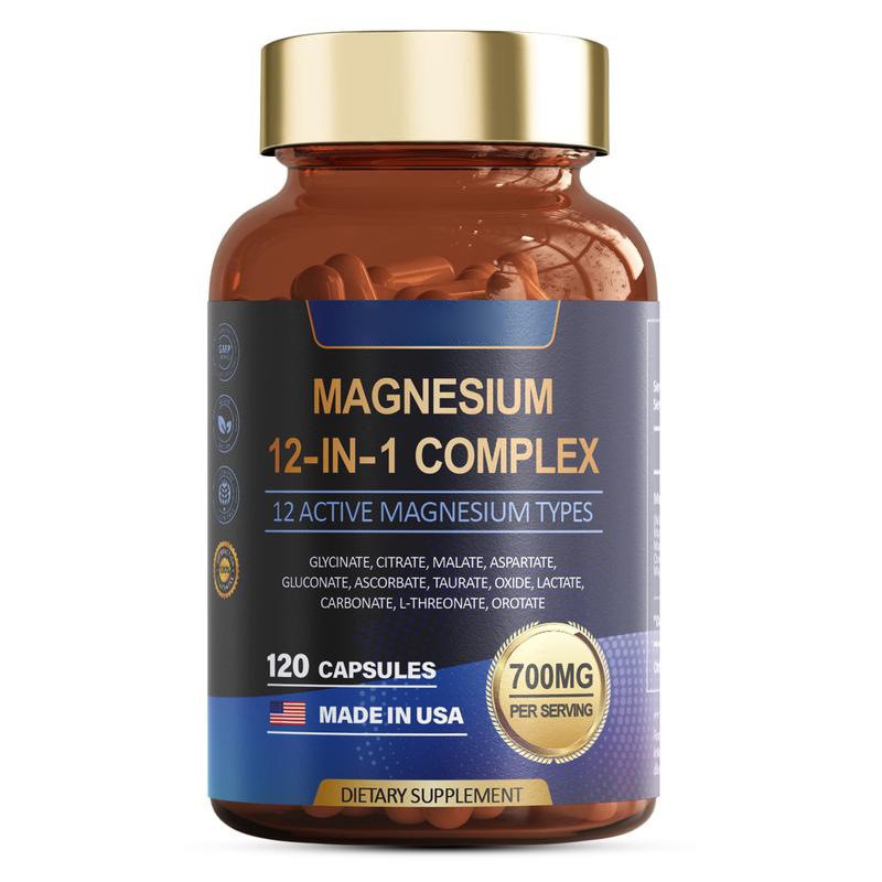 1-3 pack Magnesium Complex 700mg 12 in 1 Magnesium supplement with 120 counts-+