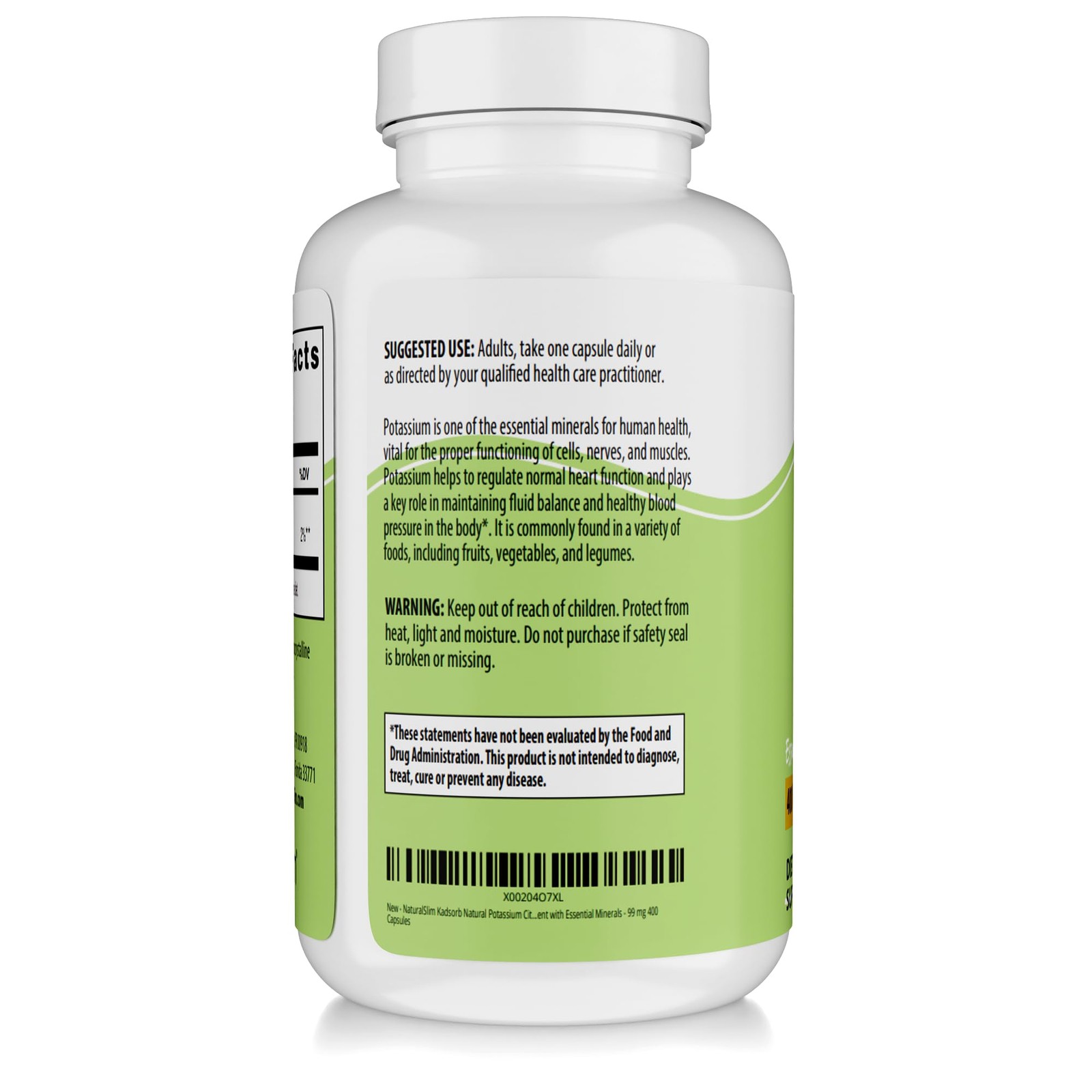 NaturalSlim Kadsorb Potassium Citrate Gluconate 99 mg, 400 Count (Pack of 1)