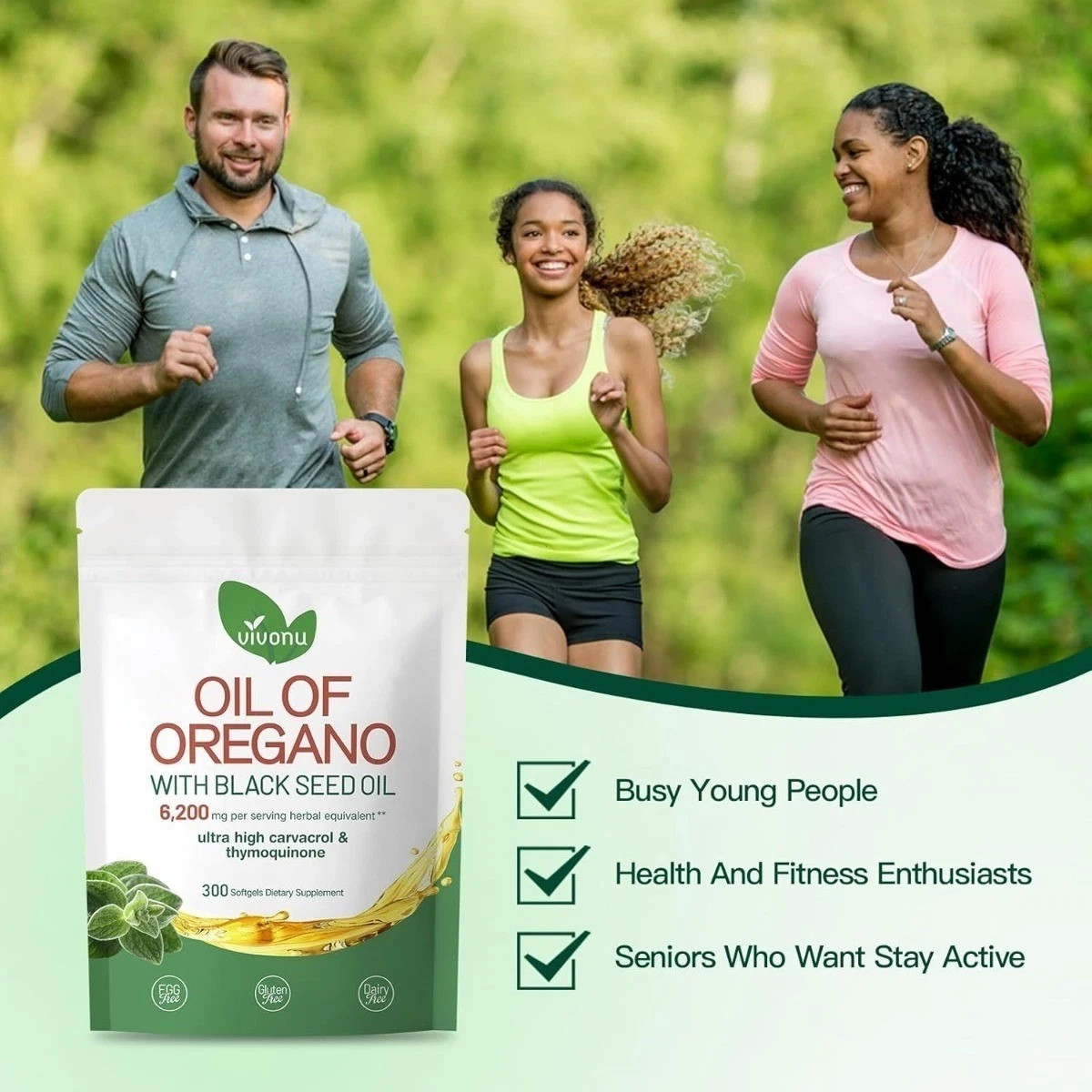 VivoNu Oregano Oil Capsules with Black Seed – Organic Softgels, High Carvacrol