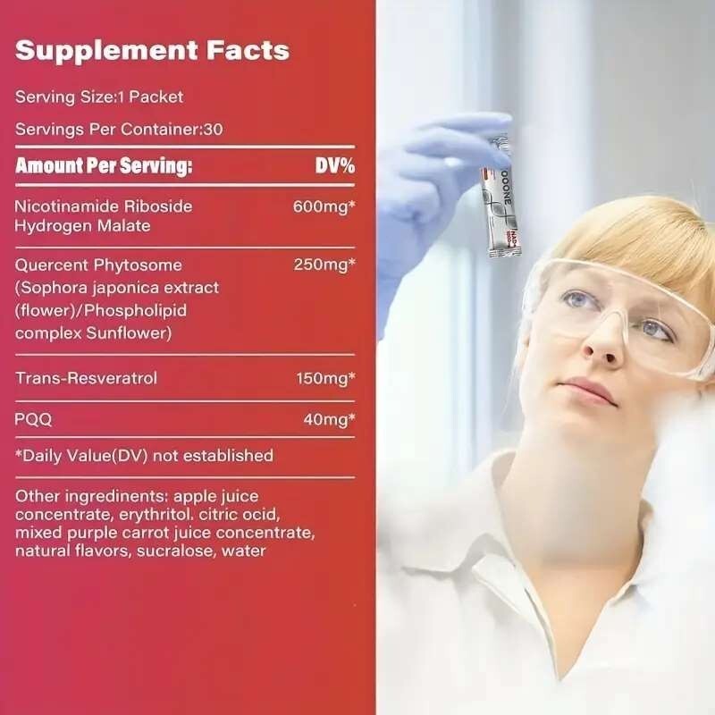NR1000 – NAD+*Berry Flavor Drink Mix For Skin Aging Support Energy Focus 30 Pack