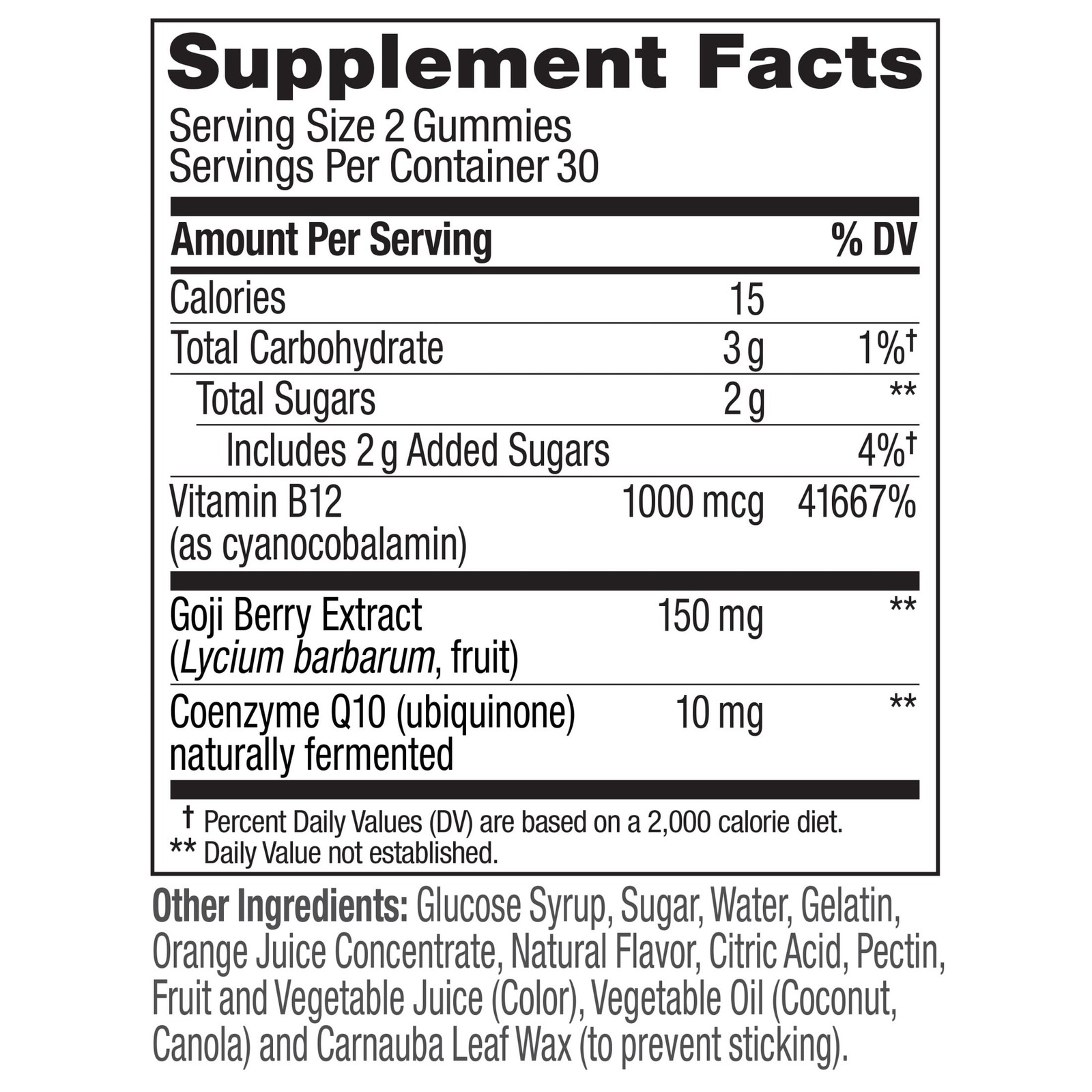 Extra Strength Daily Energy Gummy Supplement, 1000 mcg Vitamin B12, 60 Count