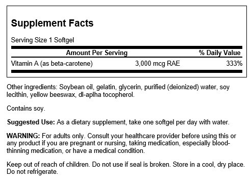 Swanson Beta-Carotene 10,000 Iu 100 Softgels