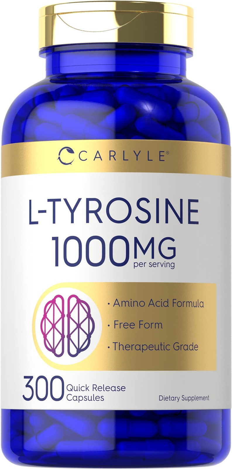 EXP:08/2026 Carlyle L Tyrosine Capsules 1000mg | 300 Count | Therapeutic Grade |