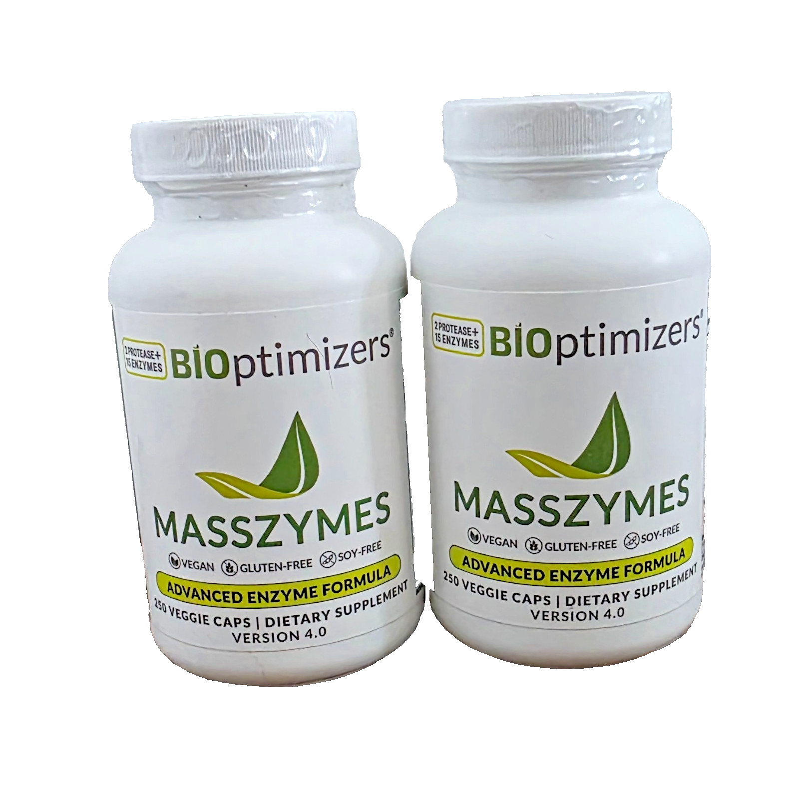 2 Bottles Bioptimizers Masszymes 250 Caps Advanced Proteolytic Enzyme 4.0 5/2026
