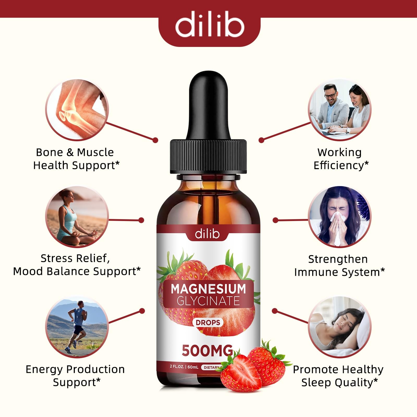 dilib Magnesium Glycinate Supplement, Liquid 2 Fl Oz (Pack of 1)