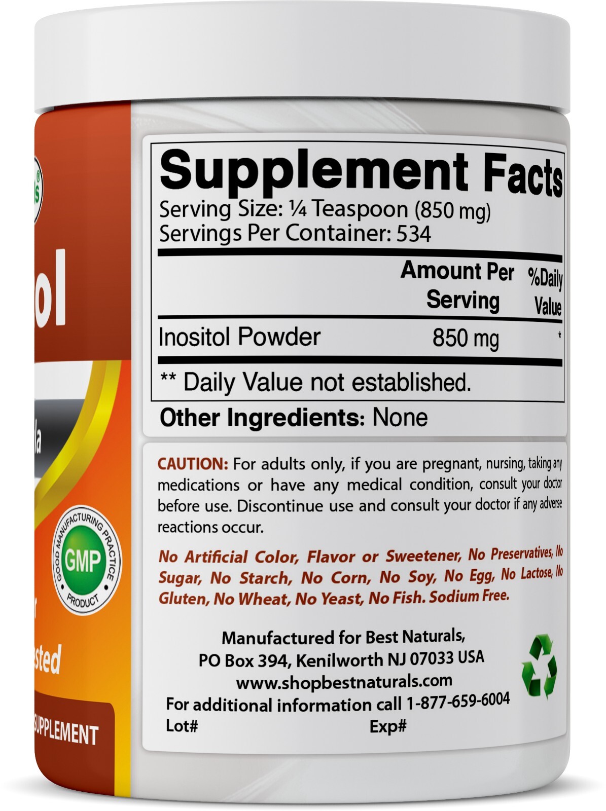 Best Naturals Inositol 1 Lb Powder (Vitamin B8)