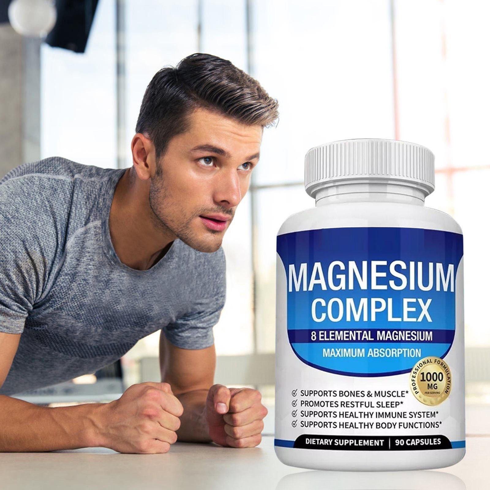 Enhanced Magnesium Glycinate Complex 1000mg – 90 Capsules 8 elements magnesium