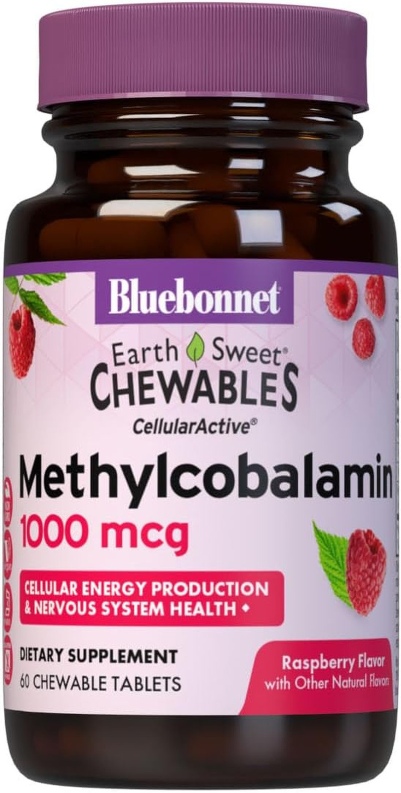 Earthsweet Methylcobalamin Chewable Tablets, Natural Raspberry, 60 C