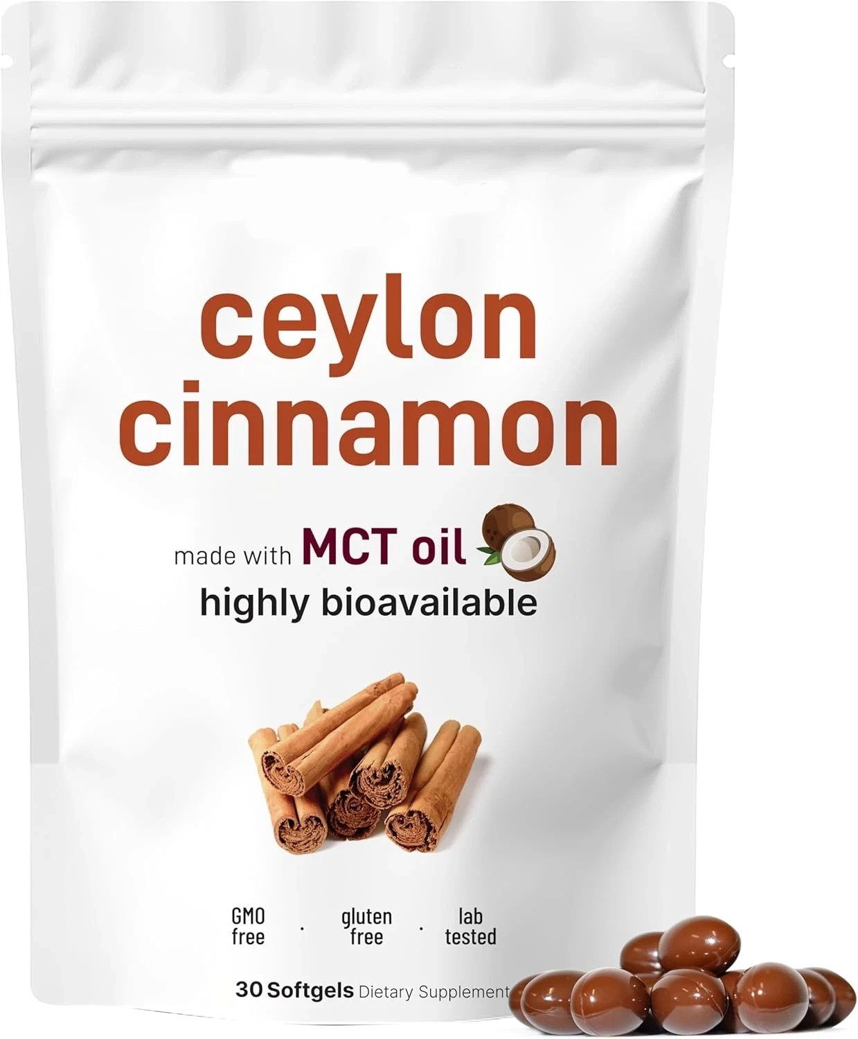3PCS Ceylon Cinnamon 7,200Mg Equivalent|30 Softgels with MCT Oil|Highly Bioavail